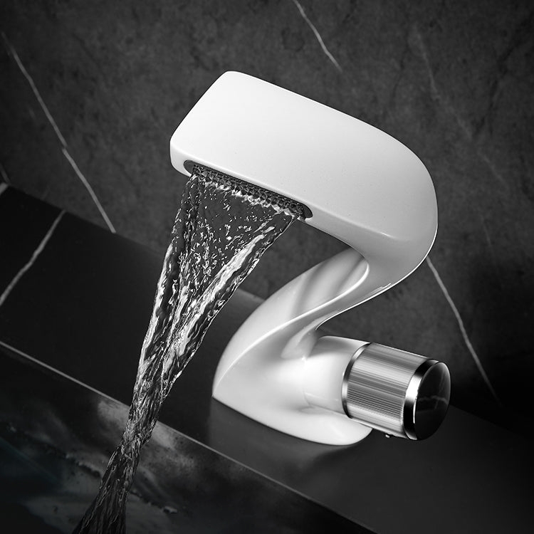 Modern Faucet Bathroom Knob Handle Single Hole Waterfall Spout Faucet