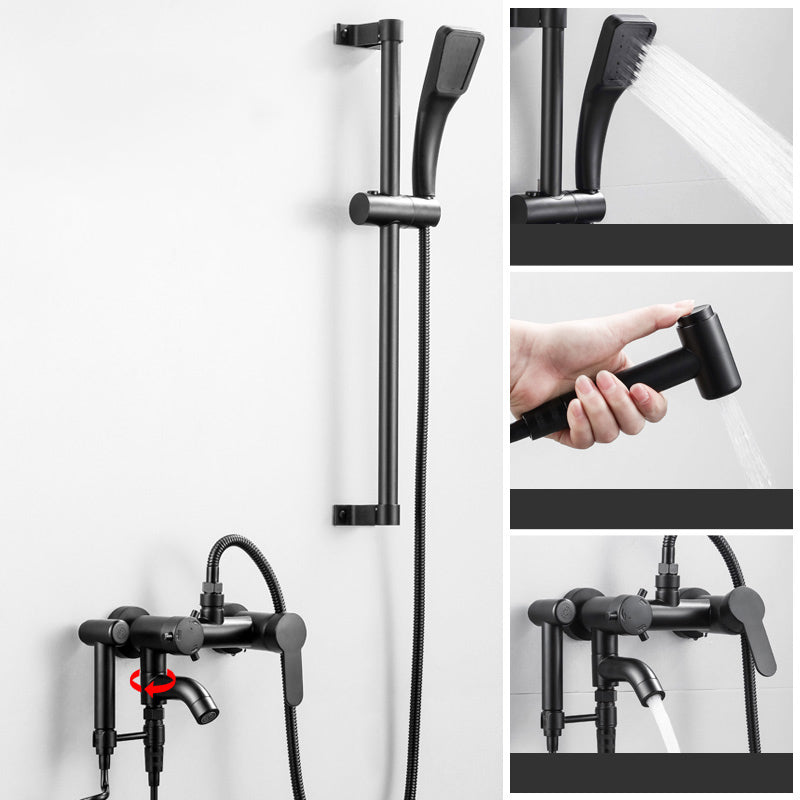 Black Wall Mounted Shower Head Combo Modern Metal Shower System