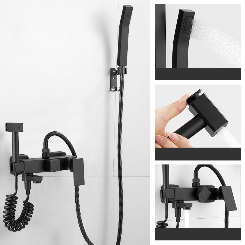 Black Wall Mounted Shower Head Combo Modern Metal Shower System