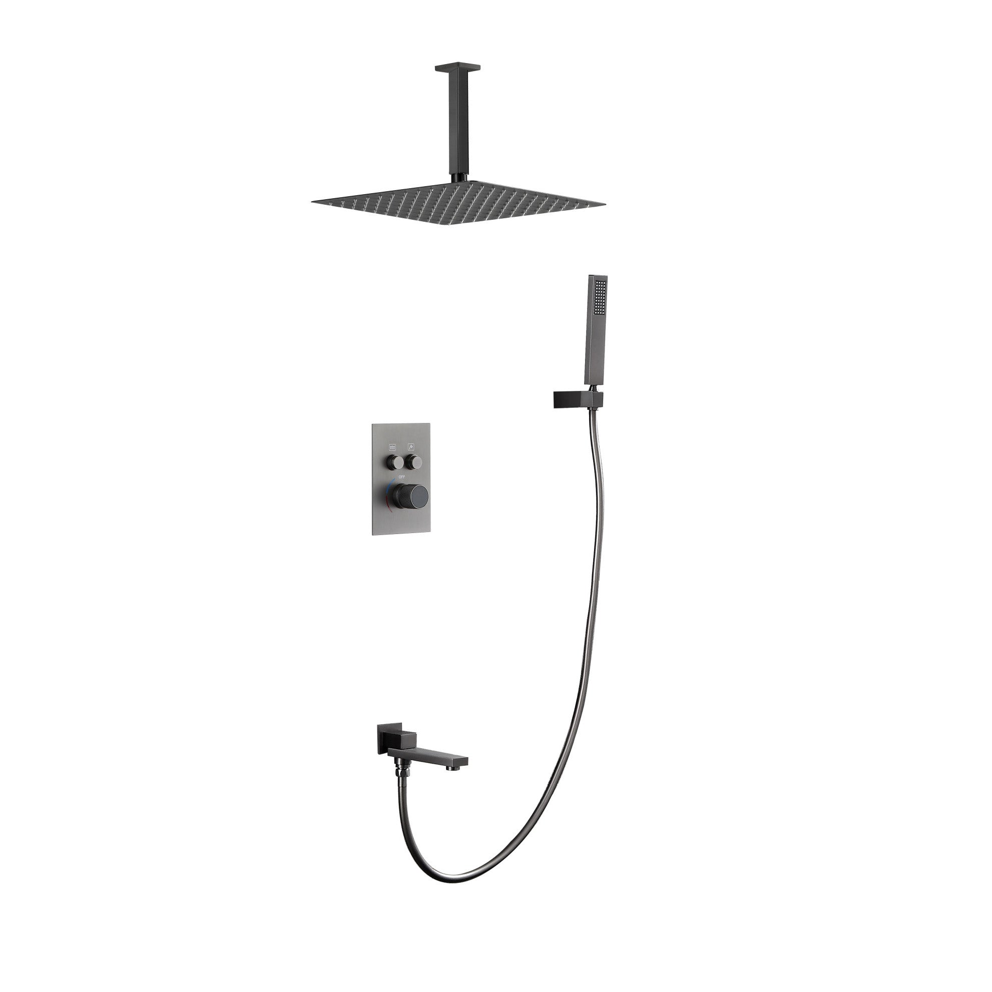 Modern Shower System Brass Temperature Control Ceiling Mounted Shower Combo