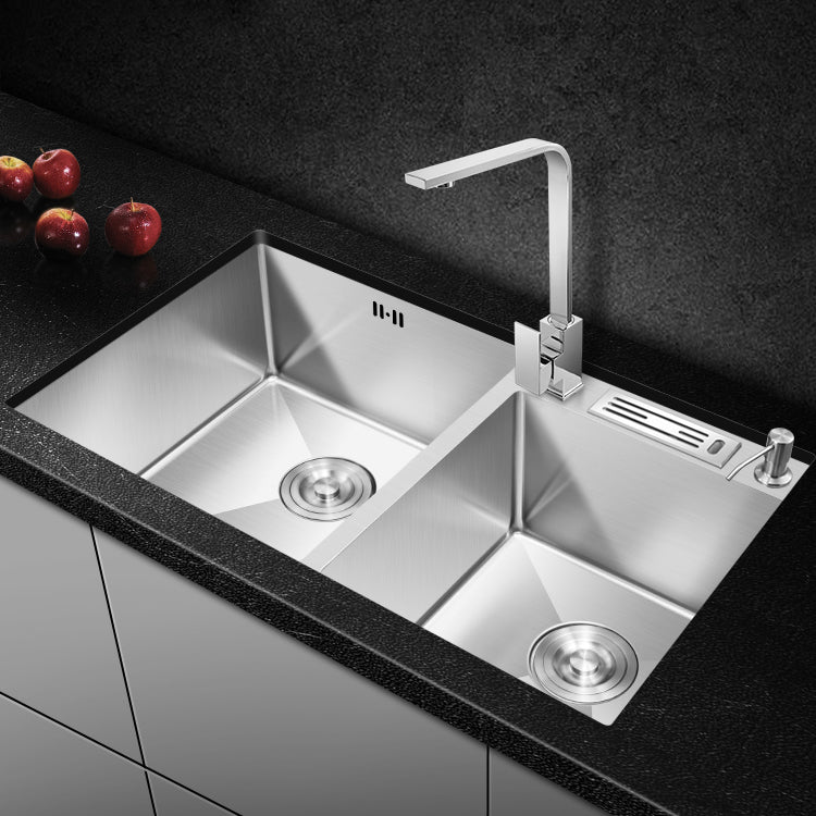 Double Bowl Kitchen Sink Stainless Steel Workstation Sink with Drain Assembly