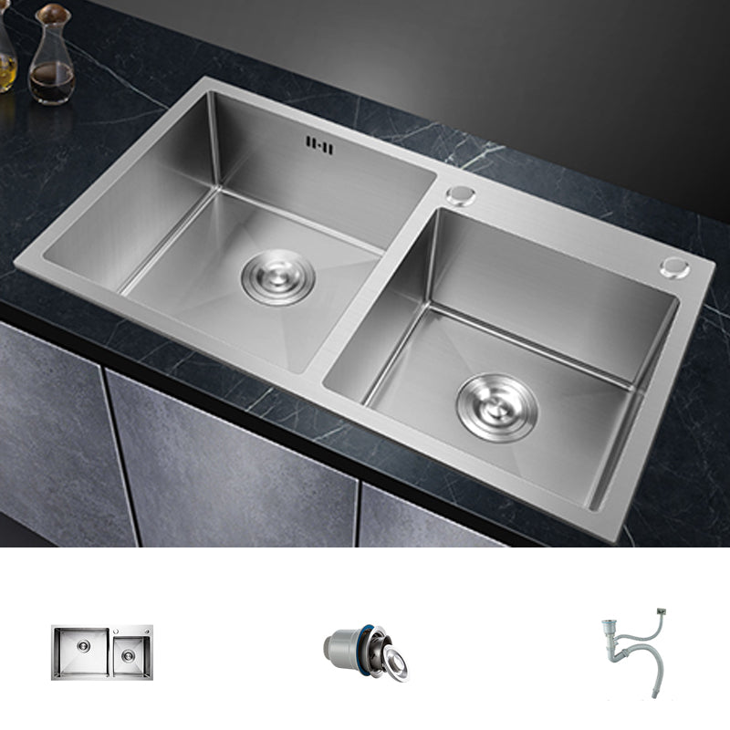 Double Bowl Kitchen Sink Stainless Steel Workstation Sink with Drain Assembly