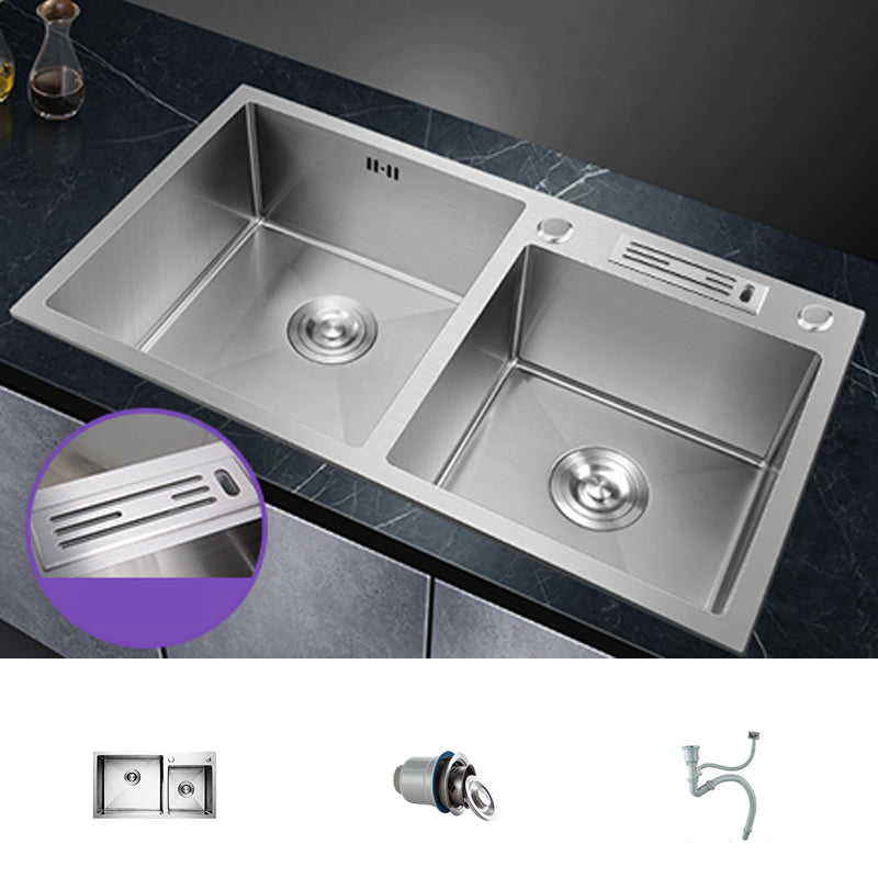 Double Bowl Kitchen Sink Stainless Steel Workstation Sink with Drain Assembly
