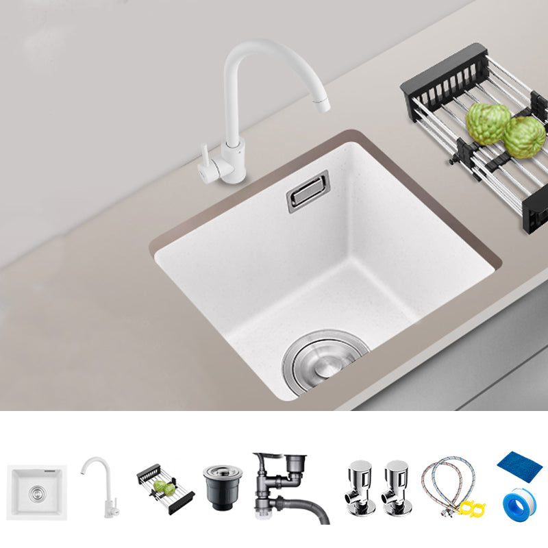 Quartz Kitchen Sink Single Bowl Kitchen Sink with with Drain Strainer Kit