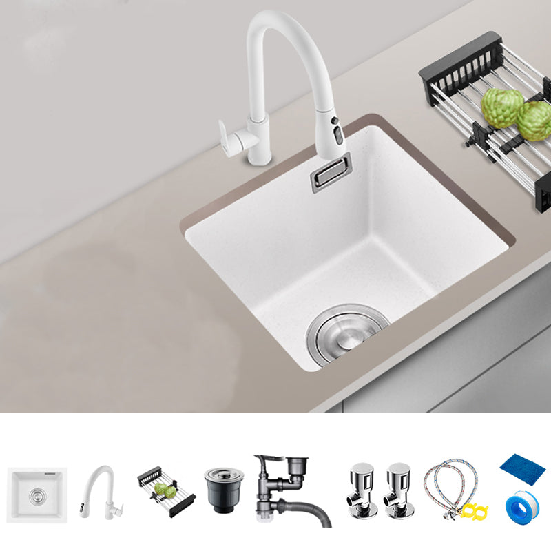 Quartz Kitchen Sink Single Bowl Kitchen Sink with with Drain Strainer Kit