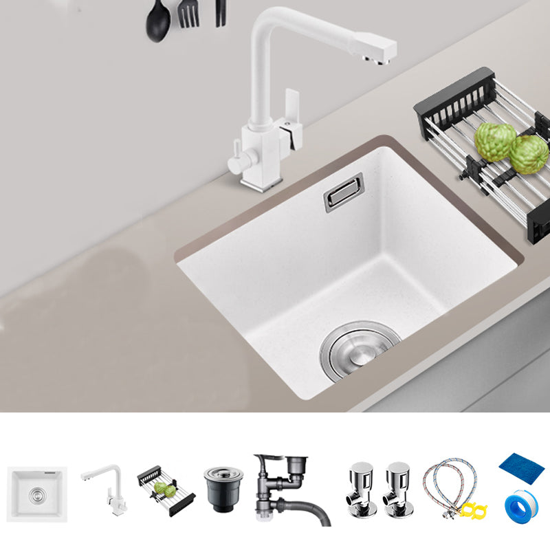 Quartz Kitchen Sink Single Bowl Kitchen Sink with with Drain Strainer Kit