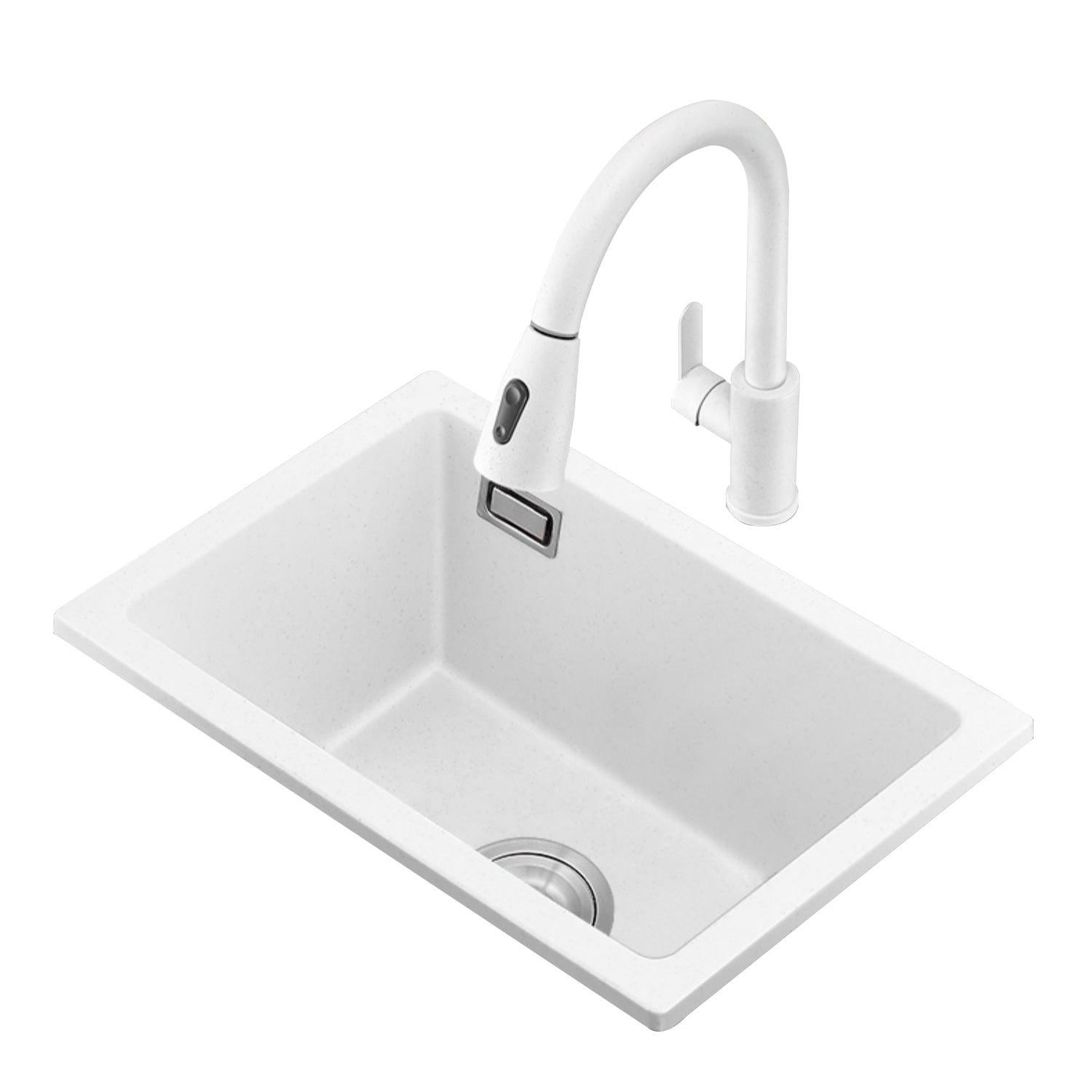 Quartz Kitchen Sink Single Bowl Kitchen Sink with with Drain Strainer Kit
