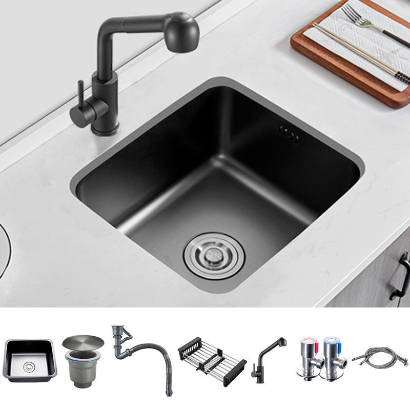 Contemporary Stainless Steel Sink in black with Strainer Drop-In Kitchen Sink