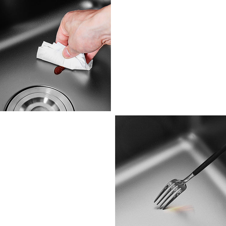 Contemporary Stainless Steel Sink in black with Strainer Drop-In Kitchen Sink