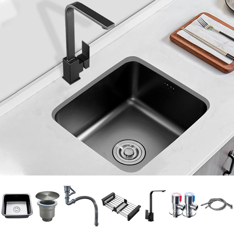 Contemporary Stainless Steel Sink in black with Strainer Drop-In Kitchen Sink