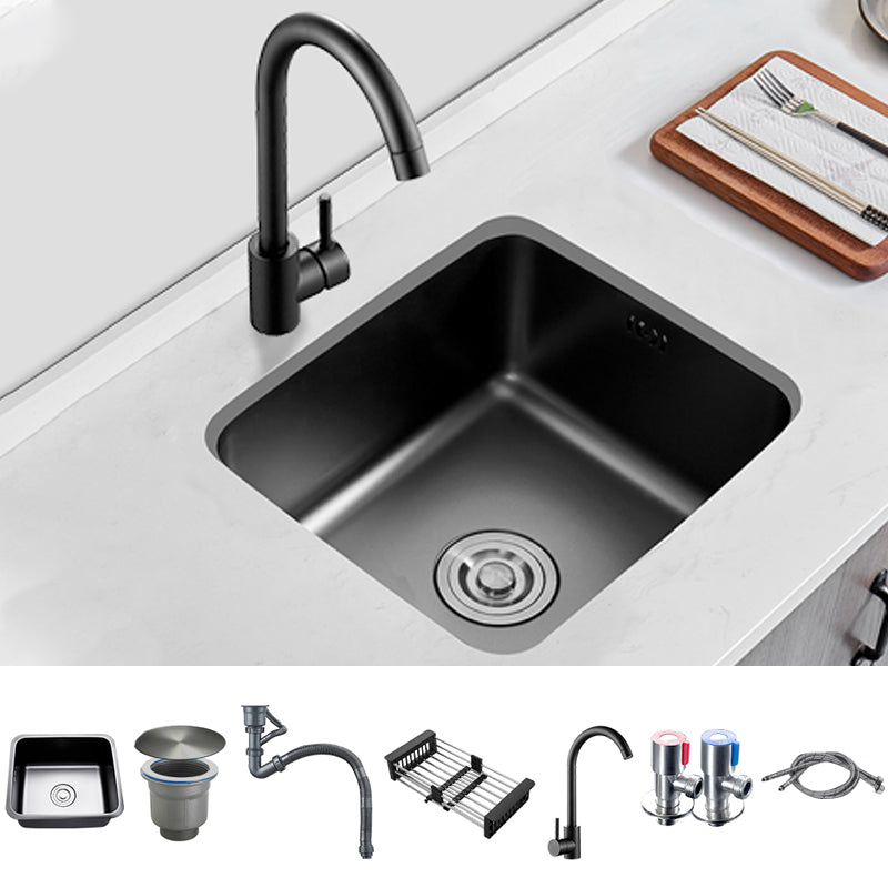 Contemporary Stainless Steel Sink in black with Strainer Drop-In Kitchen Sink