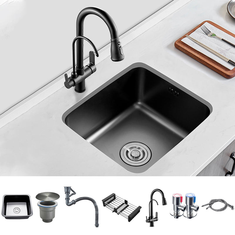 Contemporary Stainless Steel Sink in black with Strainer Drop-In Kitchen Sink