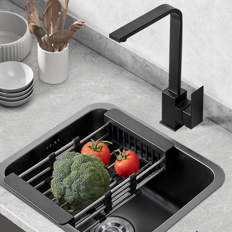 Contemporary Stainless Steel Sink in black with Strainer Drop-In Kitchen Sink