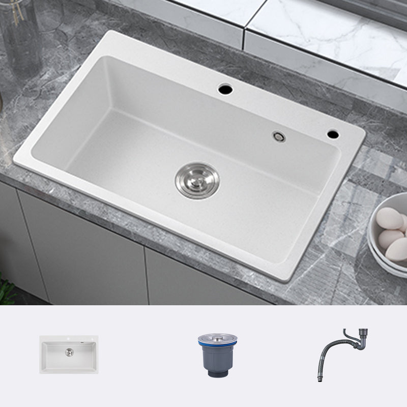 Quartz Kitchen Sink Rectangular Shape Single Bowl Kitchen Sink with Drain Strainer Kit