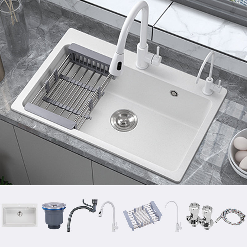 Quartz Kitchen Sink Rectangular Shape Single Bowl Kitchen Sink with Drain Strainer Kit