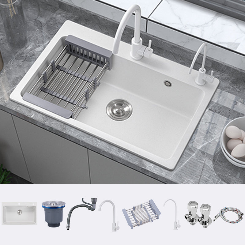 Quartz Kitchen Sink Rectangular Shape Single Bowl Kitchen Sink with Drain Strainer Kit