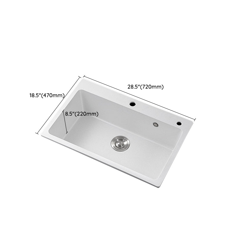 Quartz Kitchen Sink Rectangular Shape Single Bowl Kitchen Sink with Drain Strainer Kit