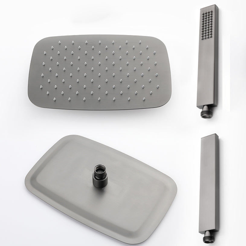 Square Shower System Wall Mount Shower Arm Grey Shower System with Shower Hose