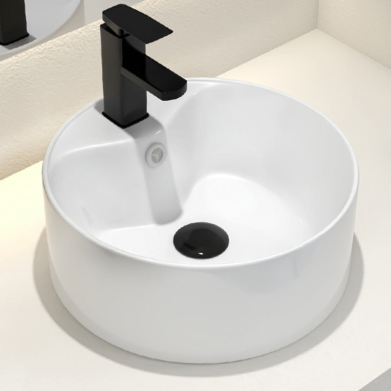 Round Vessel Bathroom Sink Vitreous China Vessel Lavatory Sink