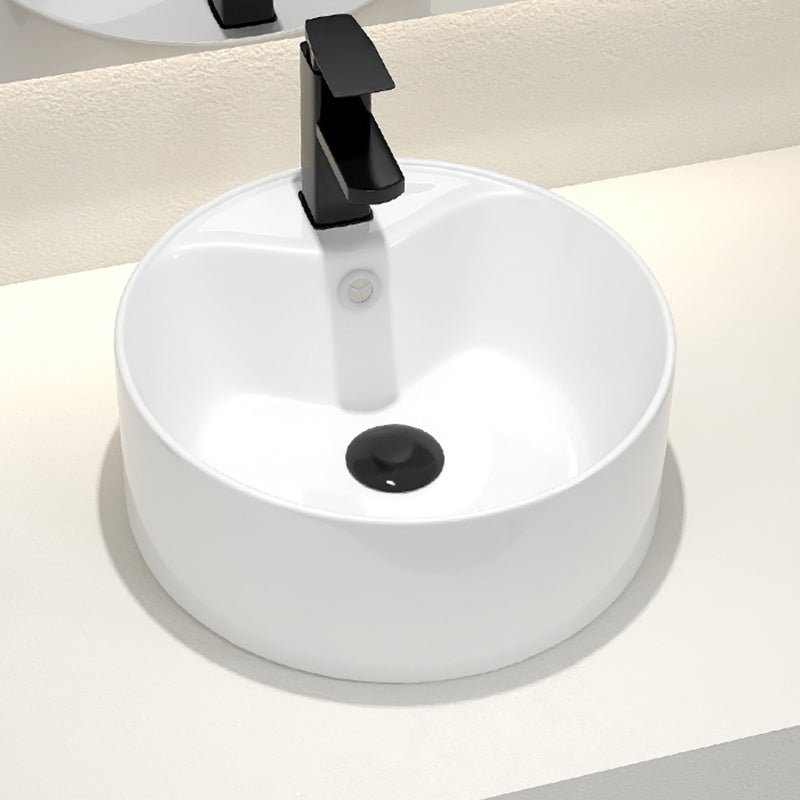 Round Vessel Bathroom Sink Vitreous China Vessel Lavatory Sink