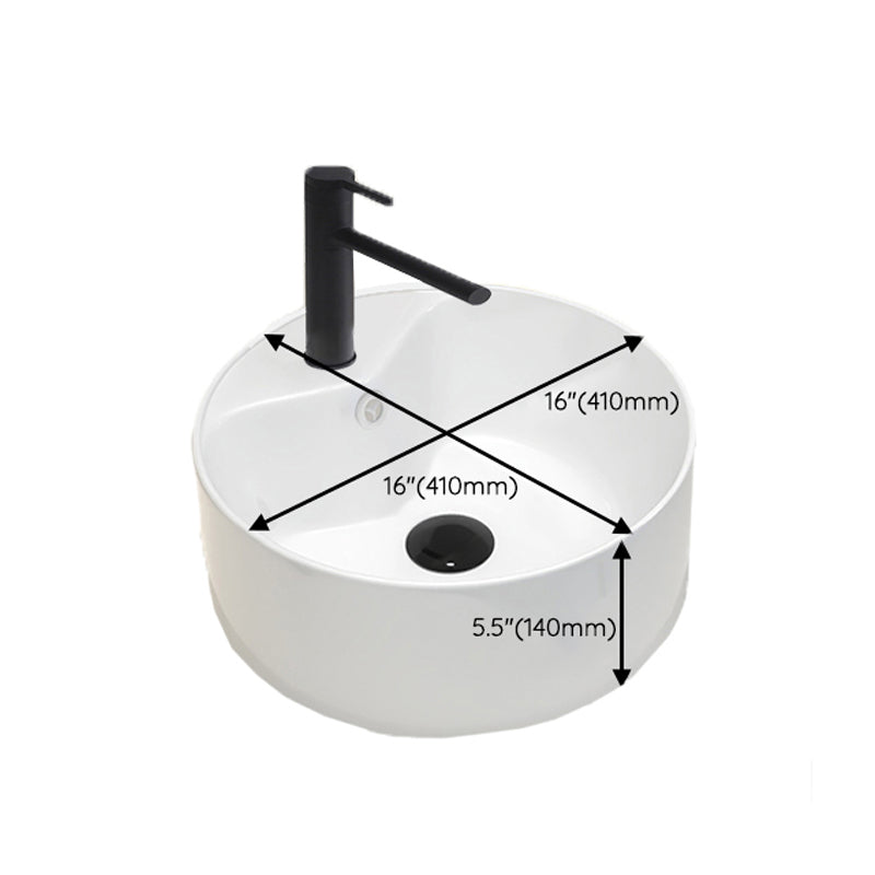 Round Vessel Bathroom Sink Vitreous China Vessel Lavatory Sink