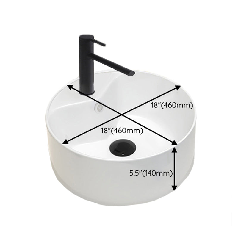 Round Vessel Bathroom Sink Vitreous China Vessel Lavatory Sink