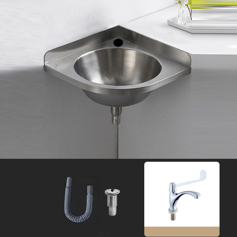 Modern Corner Sinks Metal Round with Faucet Wall Mount Bathroom Sink