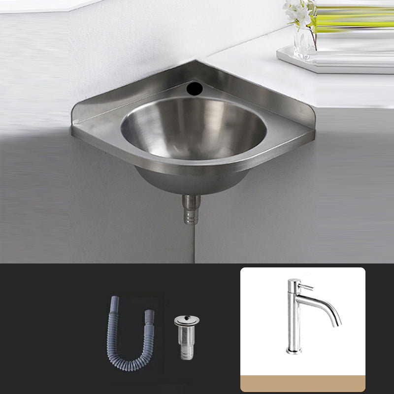 Modern Corner Sinks Metal Round with Faucet Wall Mount Bathroom Sink