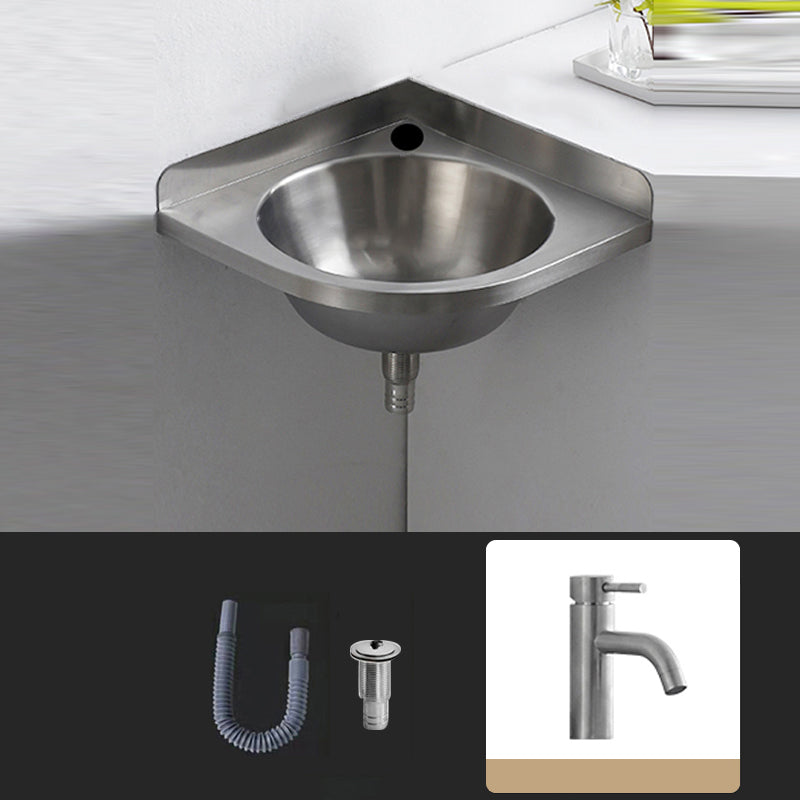 Modern Corner Sinks Metal Round with Faucet Wall Mount Bathroom Sink