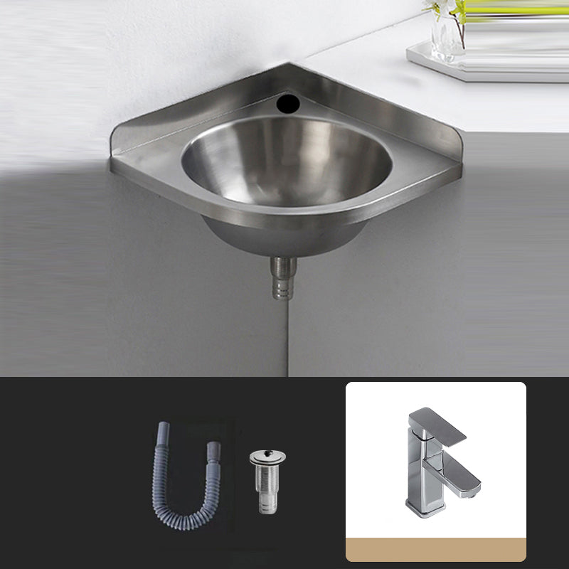 Modern Corner Sinks Metal Round with Faucet Wall Mount Bathroom Sink