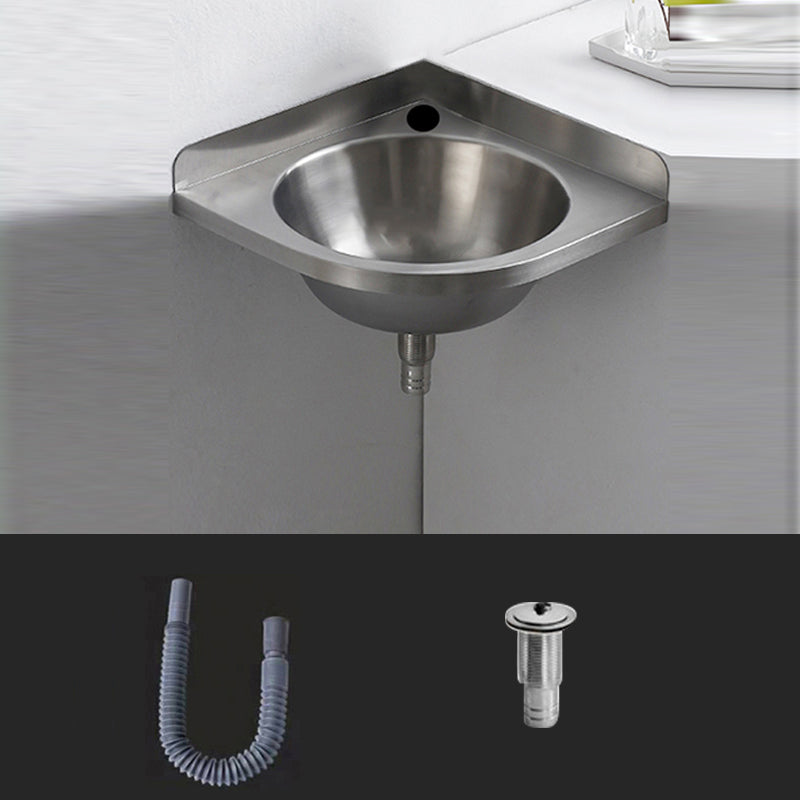 Modern Corner Sinks Metal Round with Faucet Wall Mount Bathroom Sink