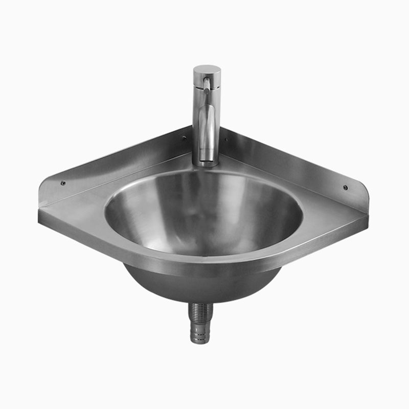 Modern Corner Sinks Metal Round with Faucet Wall Mount Bathroom Sink