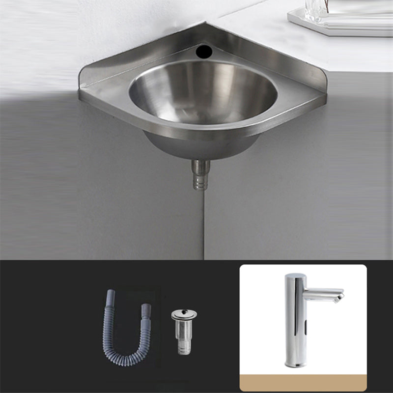 Modern Corner Sinks Metal Round with Faucet Wall Mount Bathroom Sink