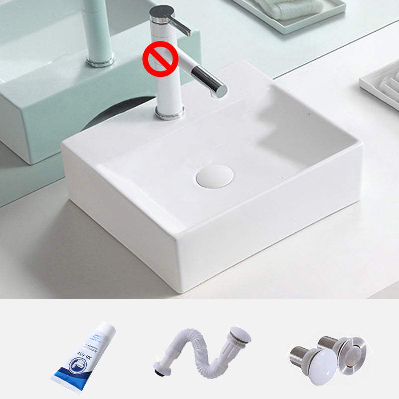 Contemporary Trough Sink Porcelain Trough Bathroom Sink with Faucet Included