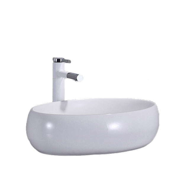 Contemporary Trough Sink Porcelain Trough Bathroom Sink with Faucet Included