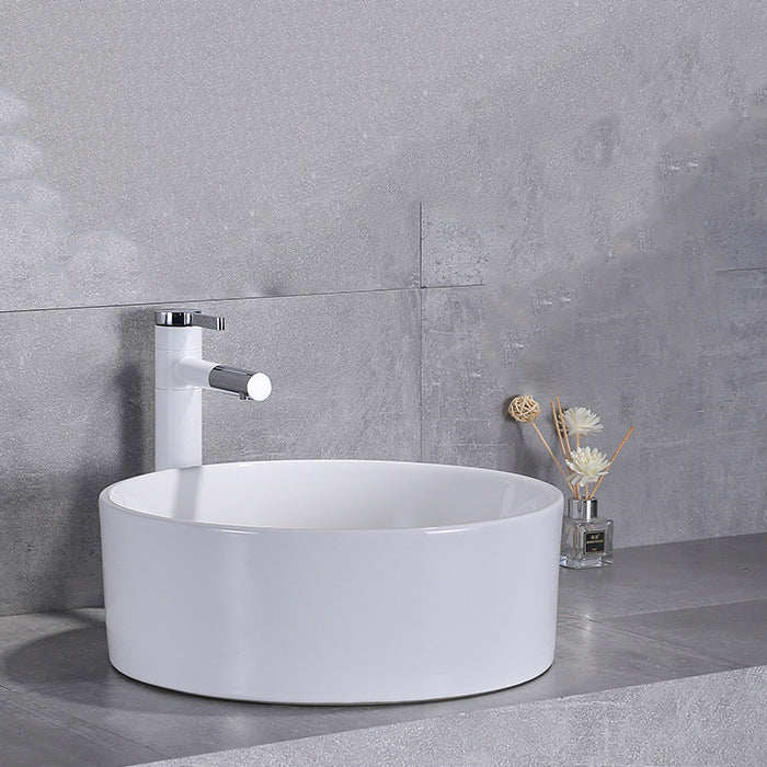 Contemporary Trough Sink Porcelain Trough Bathroom Sink with Faucet Included