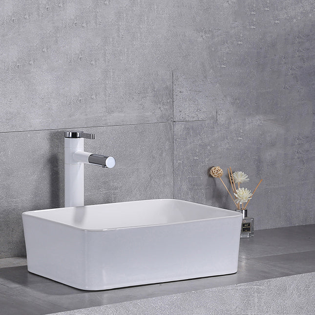 Contemporary Trough Sink Porcelain Trough Bathroom Sink with Faucet Included