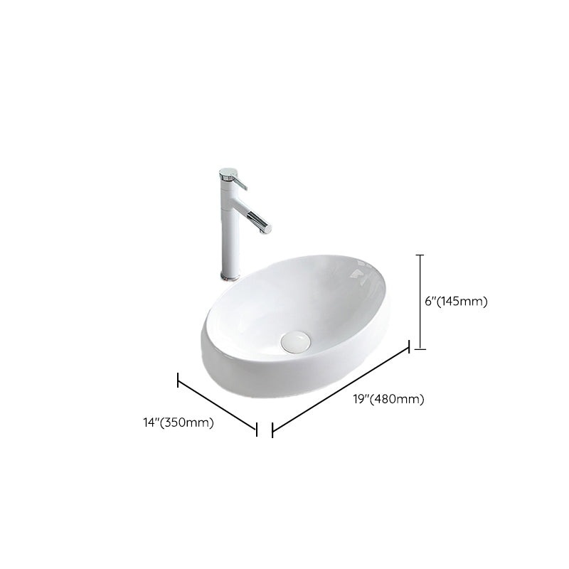 Contemporary Trough Sink Porcelain Trough Bathroom Sink with Faucet Included