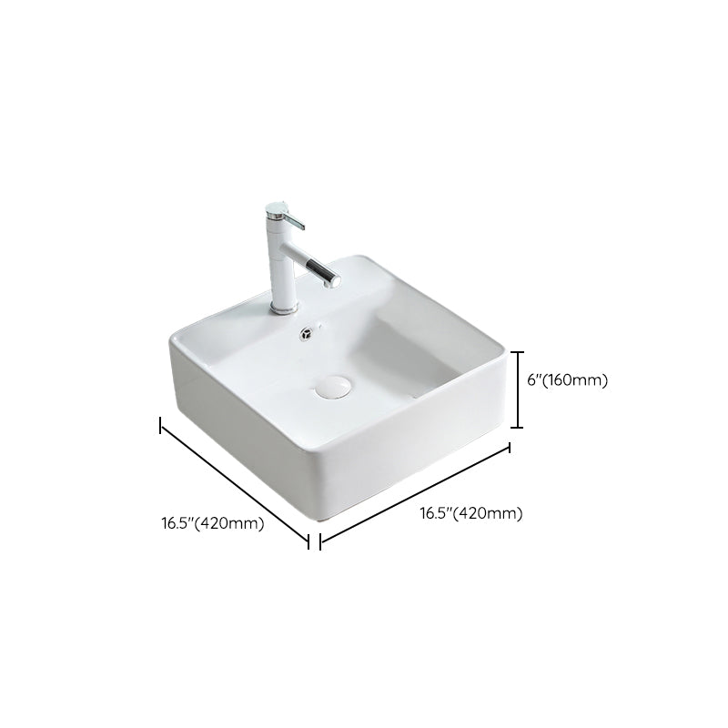 Contemporary Trough Sink Porcelain Trough Bathroom Sink with Faucet Included