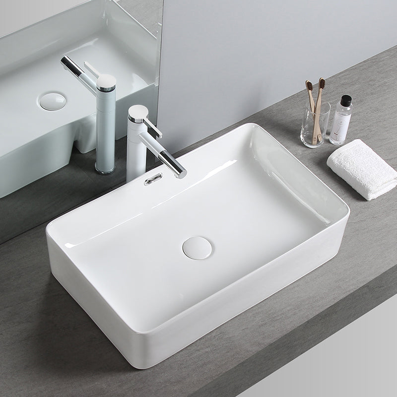 Modern Square Wash Stand Ceramic Metal Undermount Bathroom Sink