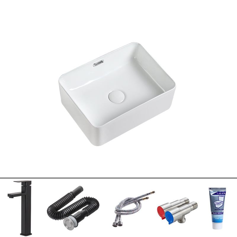 Modern Square Wash Stand Ceramic Metal Undermount Bathroom Sink