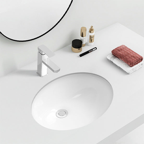 Contemporary Round Wash Stand Ceramic Undermount Bathroom Sink