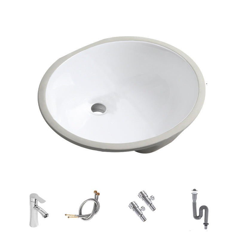 Contemporary Round Wash Stand Ceramic Undermount Bathroom Sink