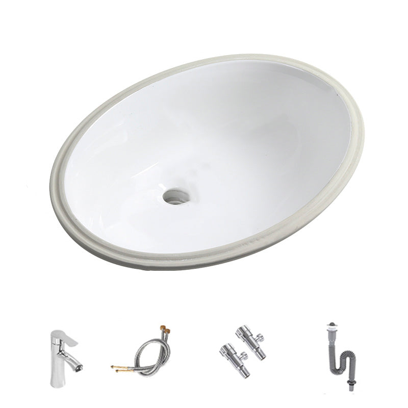 Contemporary Round Wash Stand Ceramic Undermount Bathroom Sink