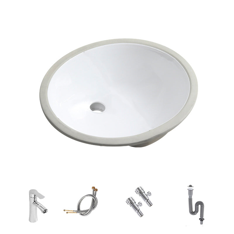 Contemporary Round Wash Stand Ceramic Undermount Bathroom Sink