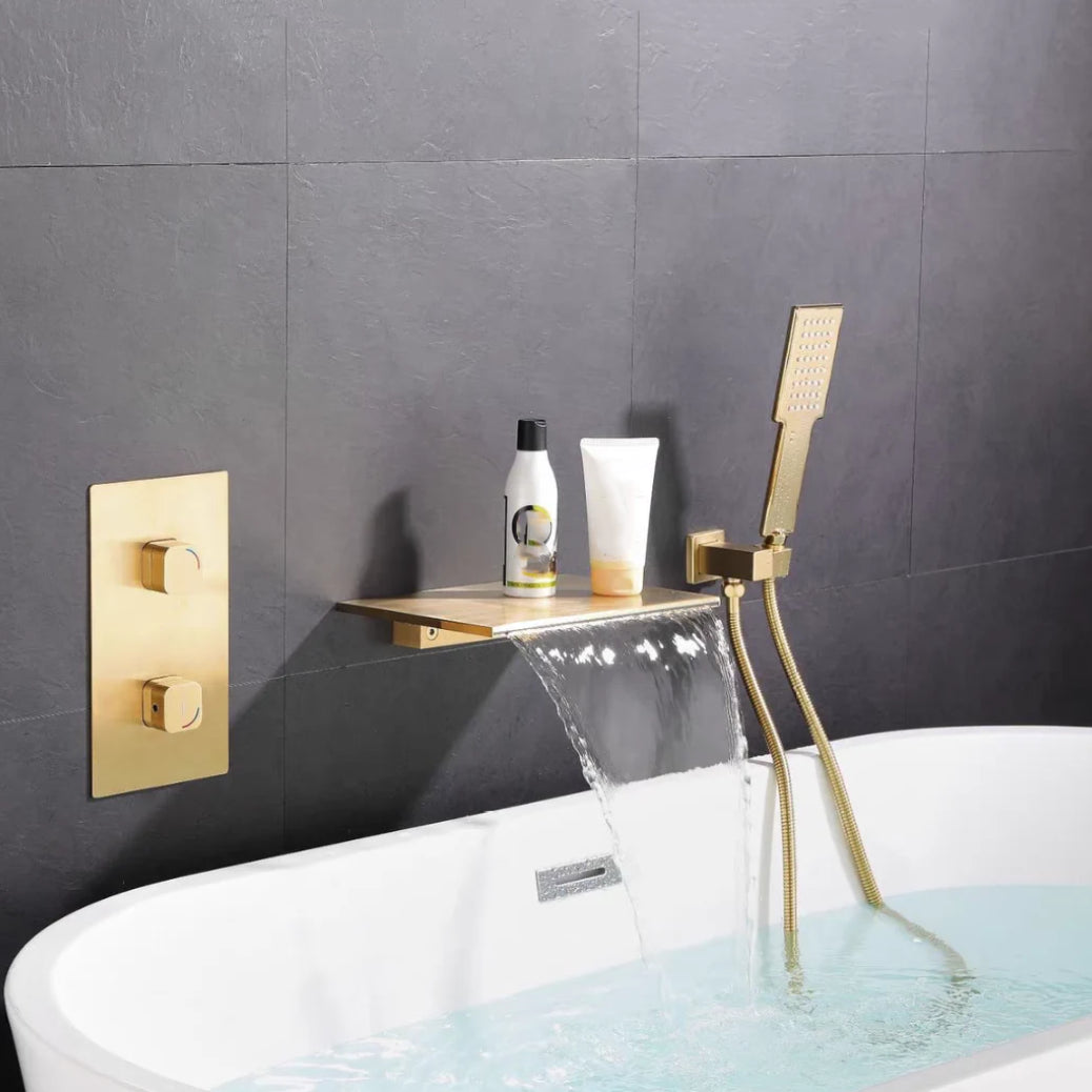 Waterfall Spout Tub Faucet Trim Metal Knob Handle Bathtub Faucet