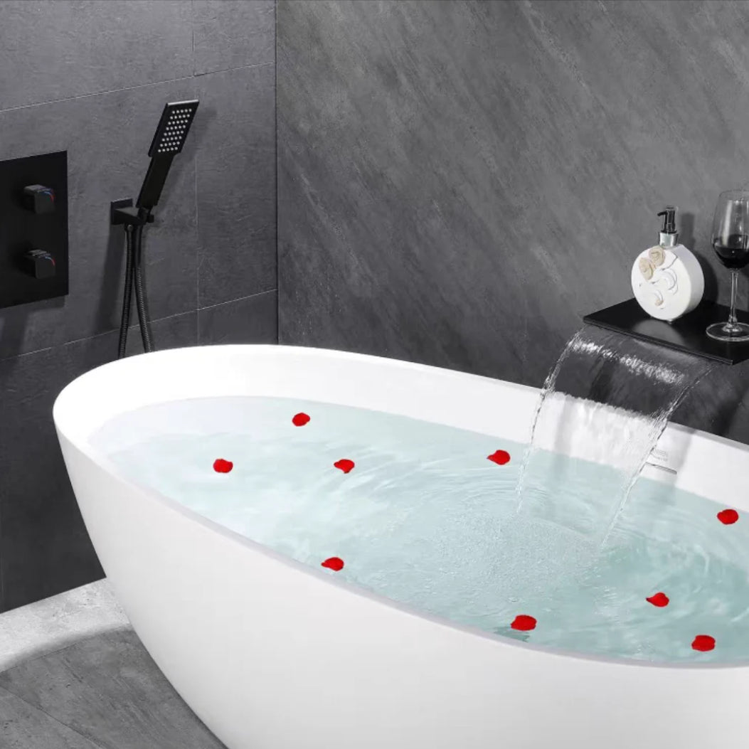 Waterfall Spout Tub Faucet Trim Metal Knob Handle Bathtub Faucet