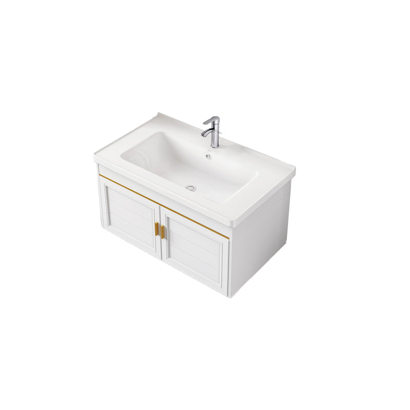 2 Doors Bath Vanity White Mirror Rectangular Single Sink Wall-Mounted Bathroom Vanity