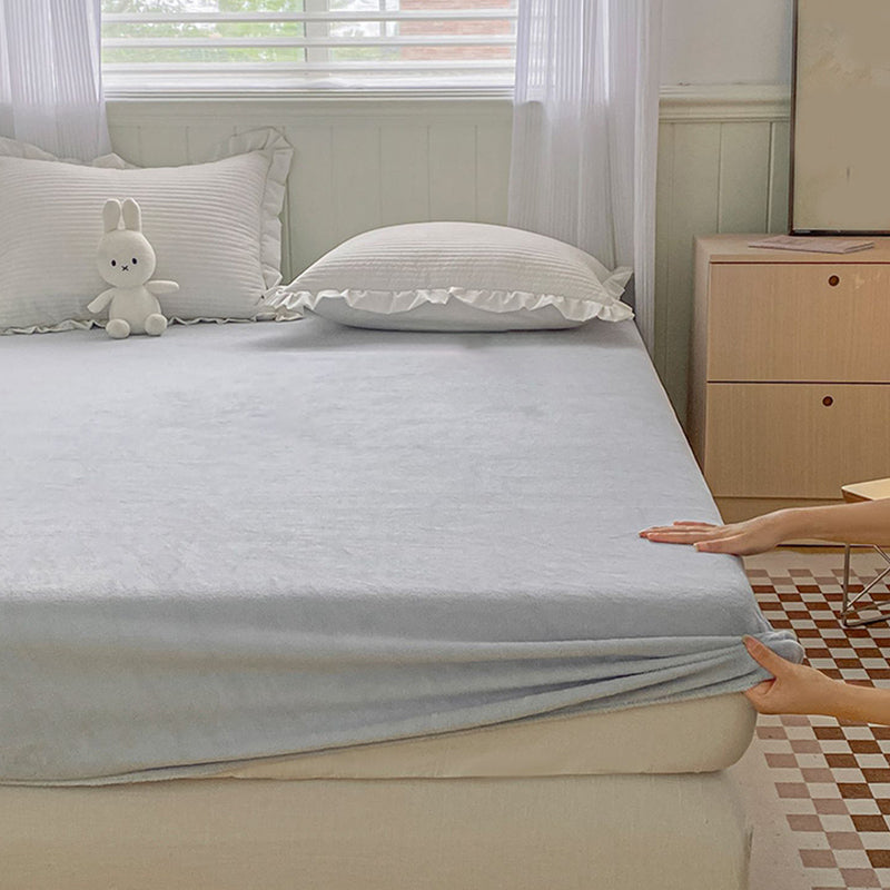 Soild Ultra Soft Fitted Sheet Modern Elegant Winter Bed Sheet Set