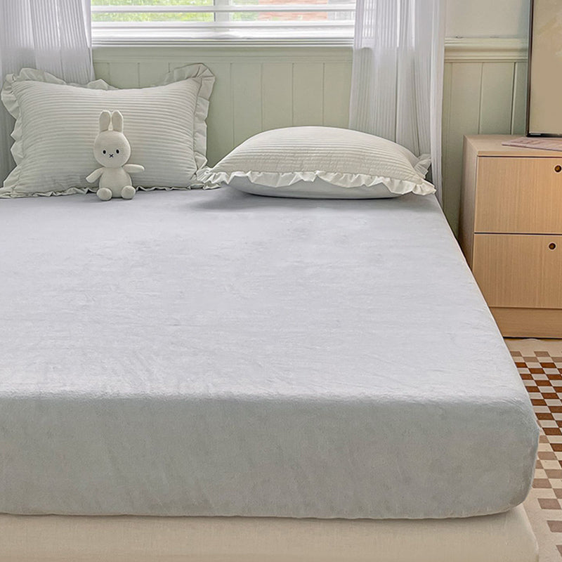 Soild Ultra Soft Fitted Sheet Modern Elegant Winter Bed Sheet Set